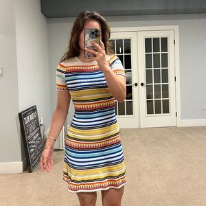 SEND OFFERS Shoshanna Adena Stripe Dress In Sunrise Multi